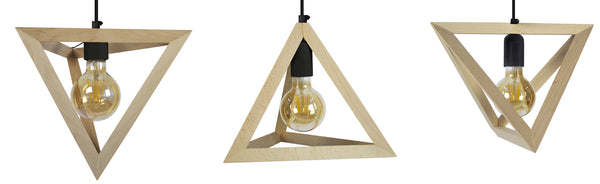 Lustre TOSEL TÉTRAÈDRE A,bois  H90xD25xP100  cm.