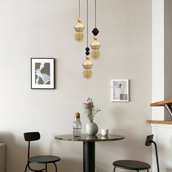 Lustre TOSEL BOULIER,bois , H70xD32xP32  cm.