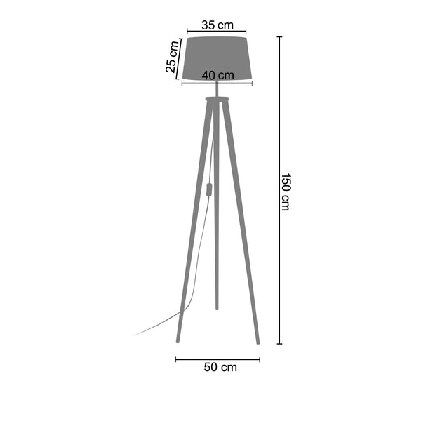 Lampadaire  TOSEL UTGARD bois, tissu H150xD35xP35cm - 1 - Lumière