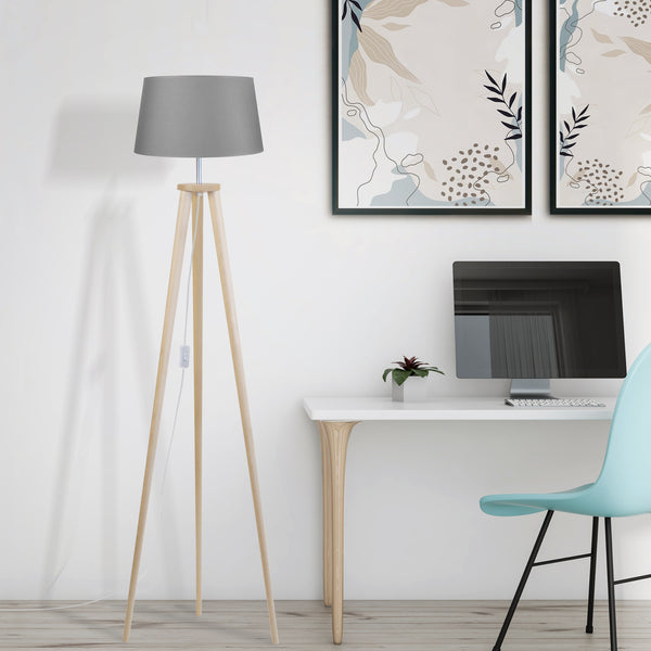 Lampadaire  TOSEL UTGARD bois, tissu H150xD35xP35cm - 1 - Lumière