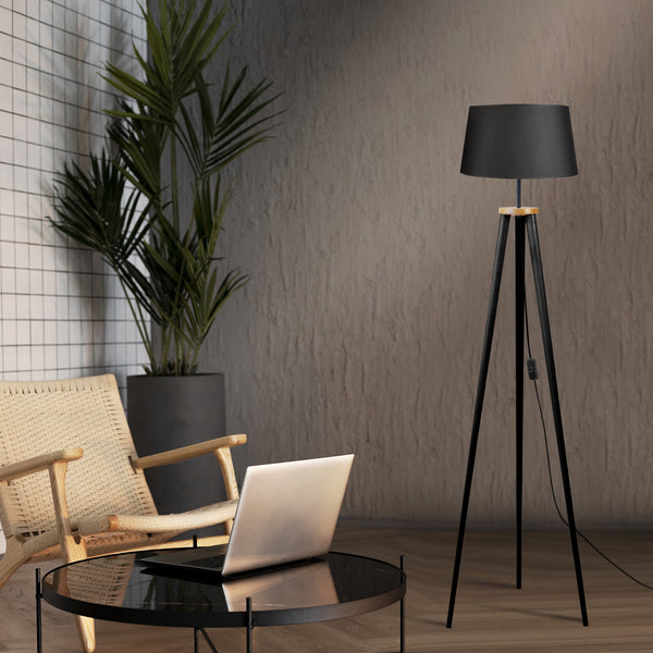 Lampadaire  TOSEL UTGARD bois, tissu H150xD35xP35cm - 1 - Lumière