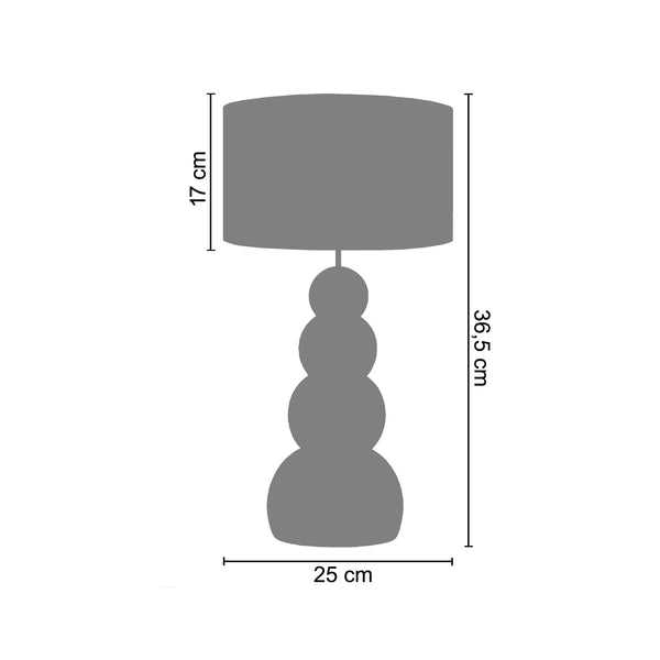Lampe de chevet TOSEL MILLA,métal, tissu , H36,5xD25xP25  cm.