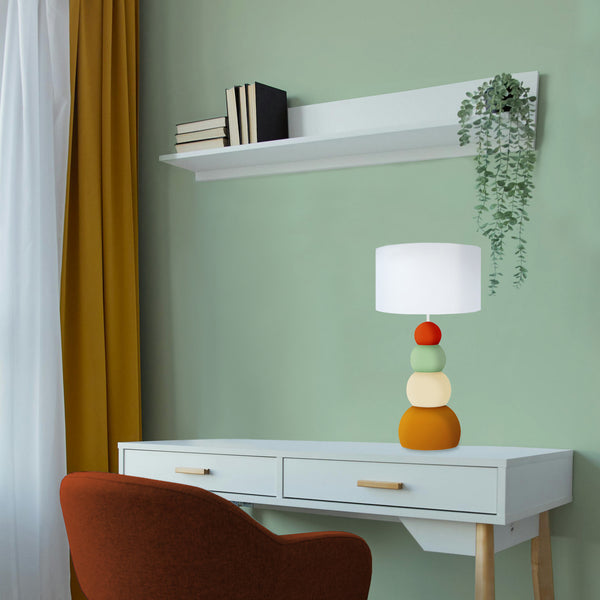 Lampe de chevet TOSEL MILLA,métal, tissu , H36,5xD25xP25  cm.
