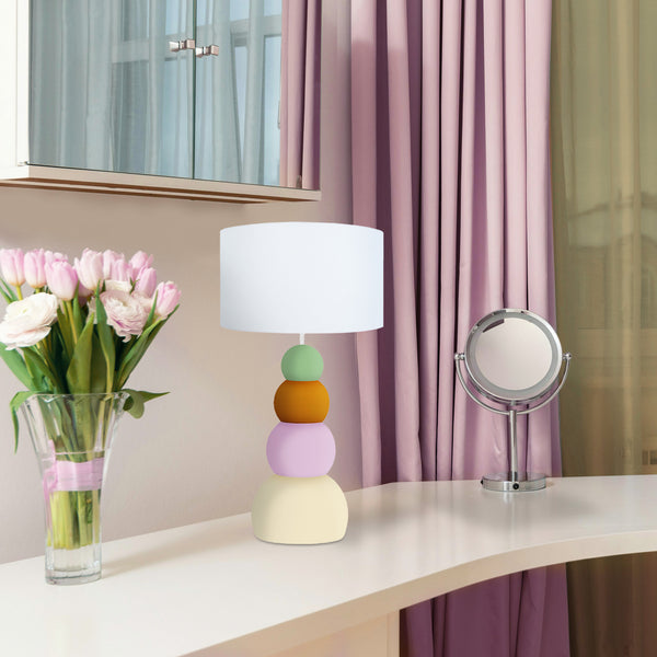 Lampe de chevet TOSEL MILLA,métal, tissu , H36,5xD25xP25  cm.