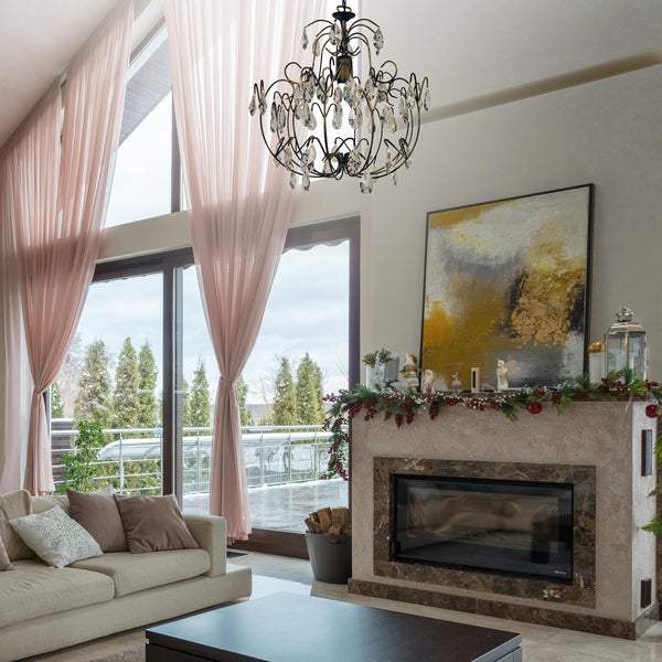 Lustre TOSEL PAMPILLES,métal, verre , H80xD44xP44  cm.