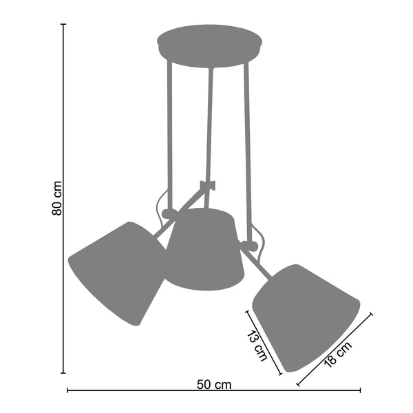 Lustre TOSEL ARTICULER métal, tissu H80xD50xP50cm - 3 Lumiéres