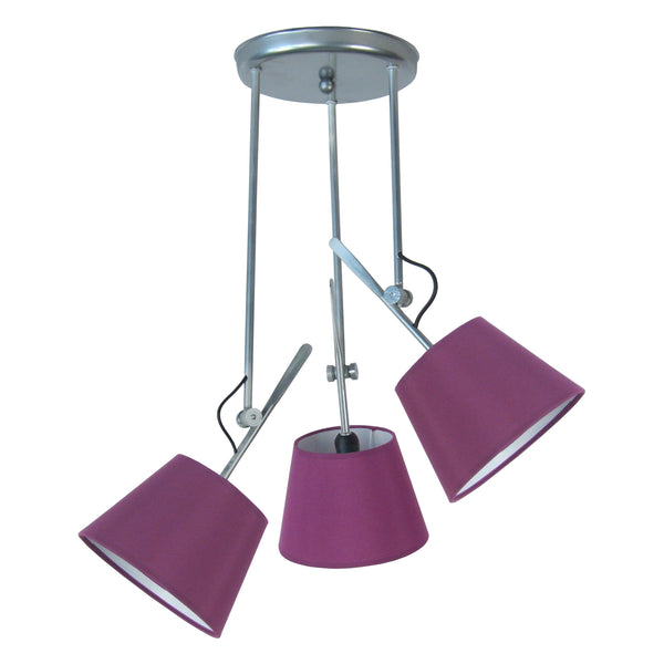 Lustre TOSEL ARTICULER métal, tissu H80xD50xP50cm - 3 Lumiéres