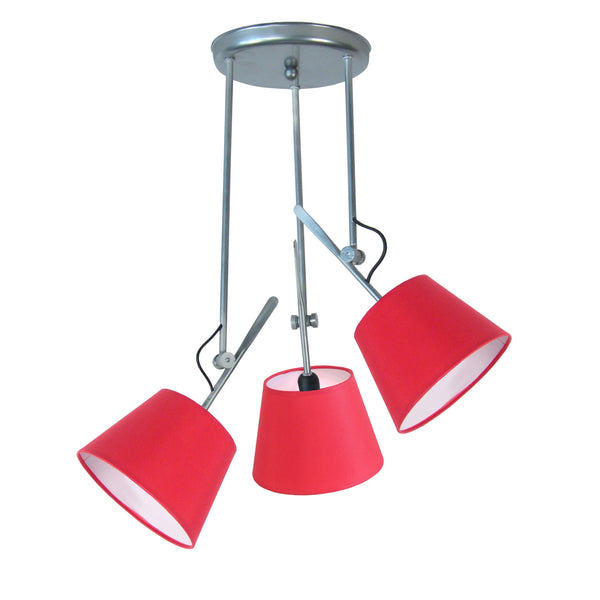 Lustre TOSEL ARTICULER métal, tissu H80xD50xP50cm - 3 Lumiéres