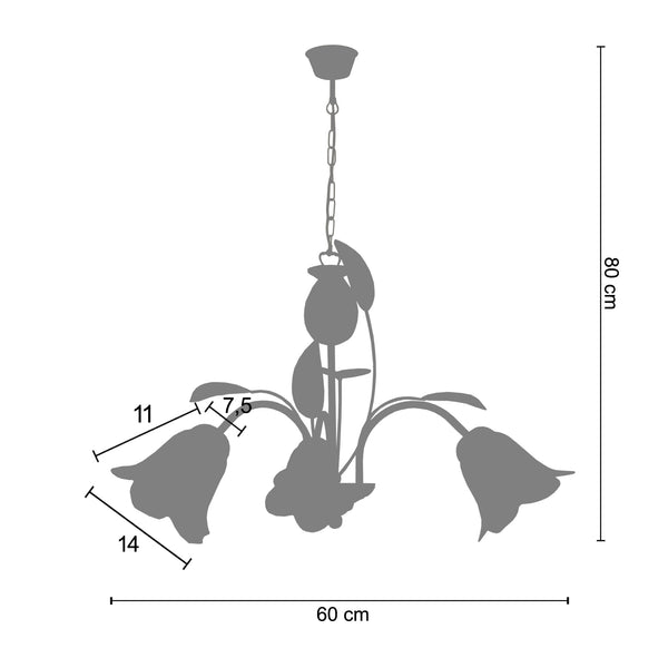 Lustre TOSEL EGLANTINE,métal, verre , H80xD60xP60  cm.