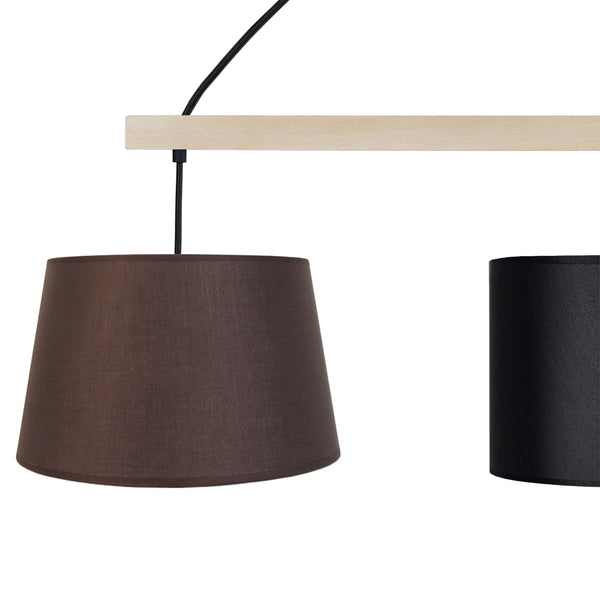 Lustre TOSEL AMESTERDHAM,bois naturel, tissu H80xD30xP80  cm.