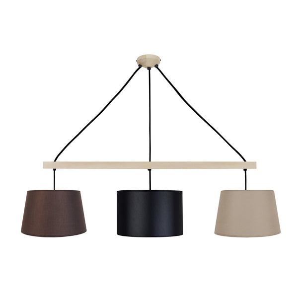 Lustre TOSEL AMESTERDHAM,bois naturel, tissu H80xD30xP80  cm.