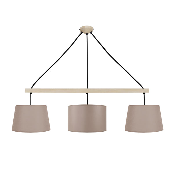 Lustre TOSEL AMESTERDHAM,bois naturel, tissu H80xD30xP80  cm.