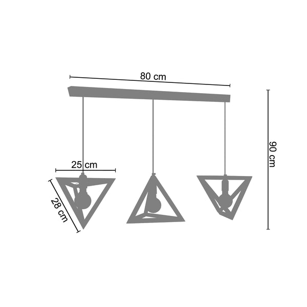 Lustre TOSEL TÉTRAÈDRE A,bois  H90xD25xP100  cm.