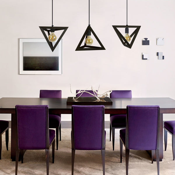 Lustre TOSEL TÉTRAÈDRE A,bois  H90xD25xP100  cm.