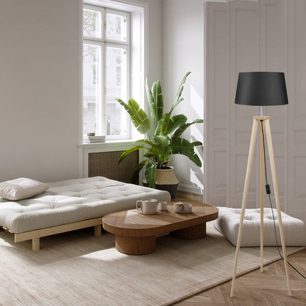 Lampadaire  TOSEL UTGARD bois, tissu H150xD35xP35cm - 1 - Lumière