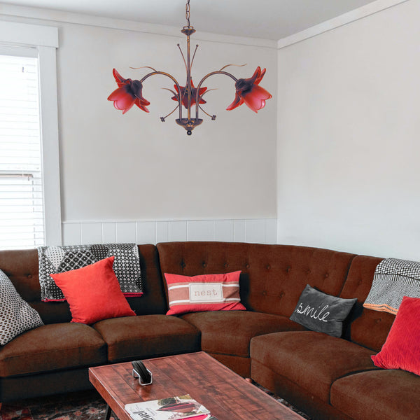 Lustre TOSEL TULIPANO,métal, verre , H80xD60xP60  cm.