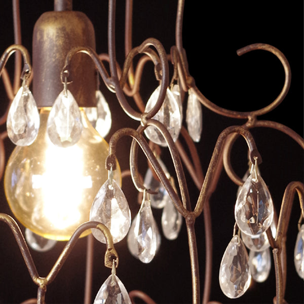 Lustre TOSEL PAMPILLES,métal, verre , H80xD44xP44  cm.