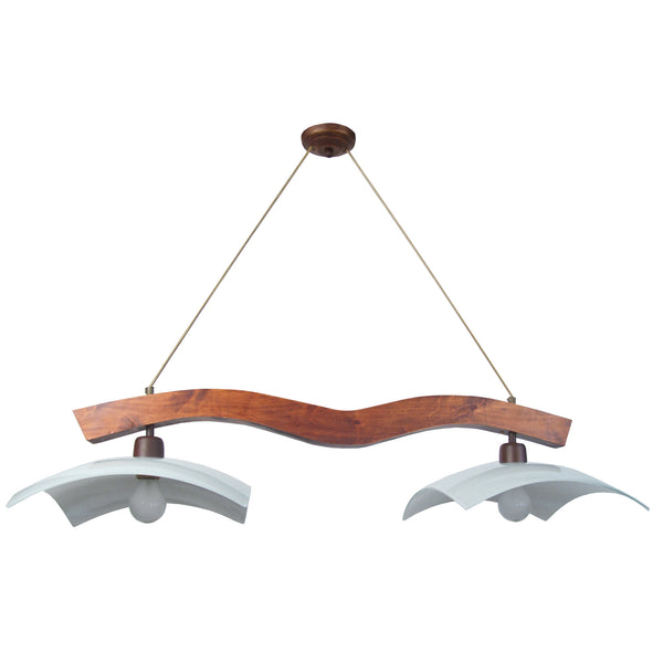Lustre TOSEL POUTRES,bois, métal, verre H80xD90xP90  cm.