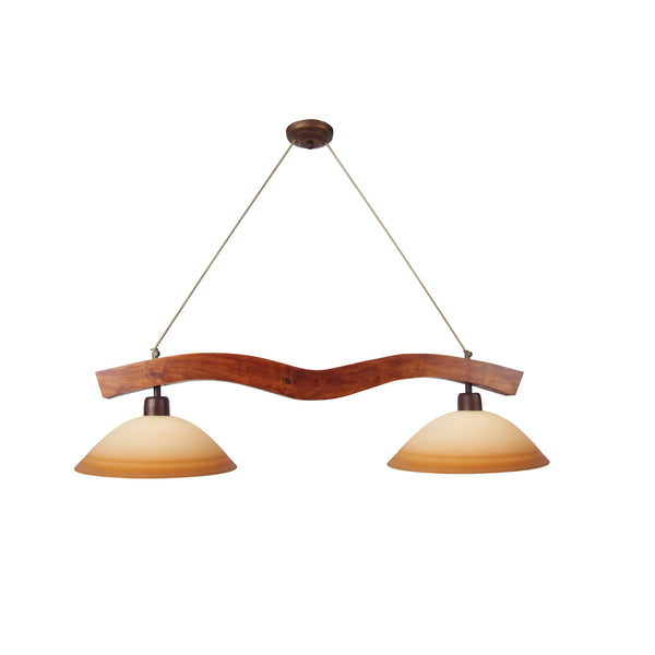 Lustre TOSEL POUTRES,bois, métal, verre , H80xD95xP95  cm.