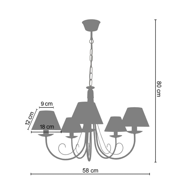 <tc>Candeeiro de Teto CÔTE D'IVOIRE A  84cm - 5 Luzes</tc>