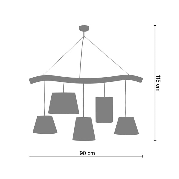 <tc>Candeeiro de Teto TACKS  93cm - 5 Luzes</tc>