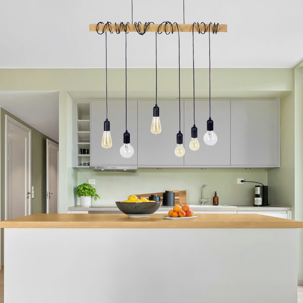 Lustre TOSEL HARLEM,bois, H150xD50xP80  cm.