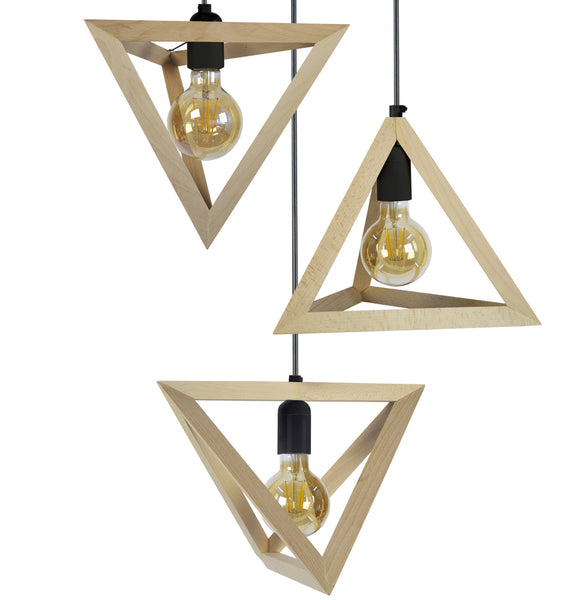 Lustre TOSEL TÉTRAÈDRE A,bois  H90xD45xP45  cm.