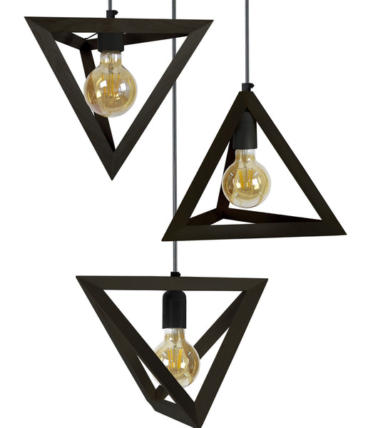 Lustre TOSEL TÉTRAÈDRE A,bois  H90xD45xP45  cm.