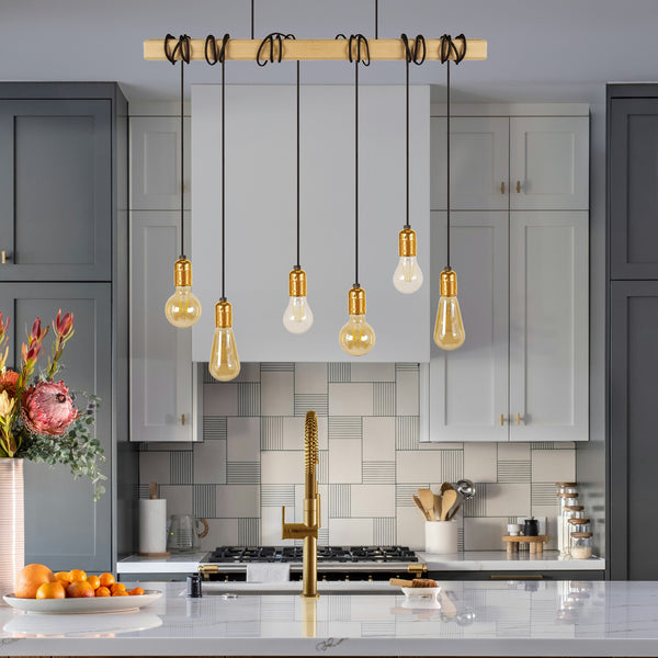 Lustre TOSEL HARLEM,bois, H150xD50xP80  cm.