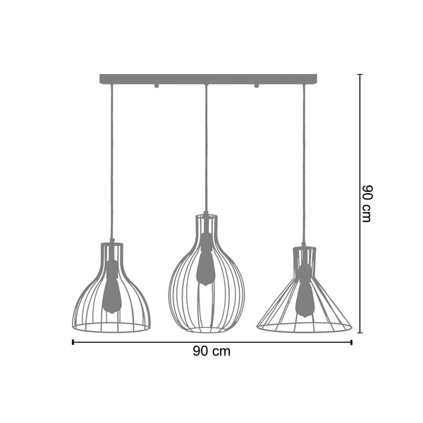 Lustre TOSEL RUGBY,POIRE,CONE,métal , H90xD30xP90  cm.