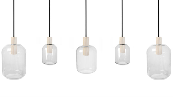 Lustre TOSEL SVALBARD SMB,bois, verre , H100xD20xP60  cm.