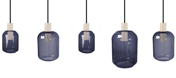 Lustre TOSEL SVALBARD SMB,bois, verre , H100xD20xP60  cm.