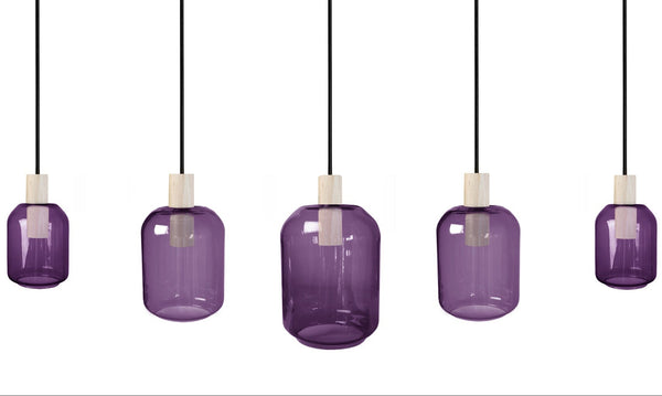 Lustre TOSEL SVALBARD SMB,bois, verre , H100xD20xP60  cm.