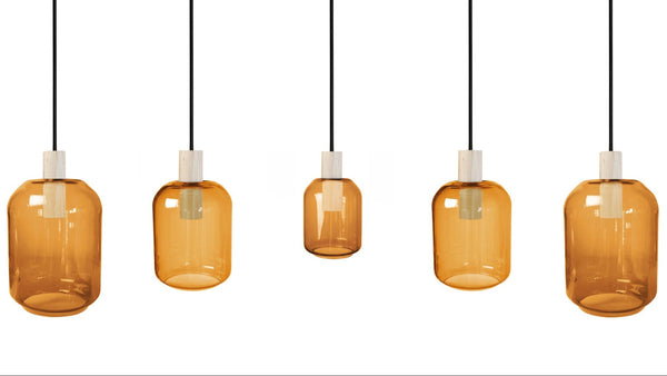 Lustre TOSEL SVALBARD SMB,bois, verre , H100xD20xP60  cm.
