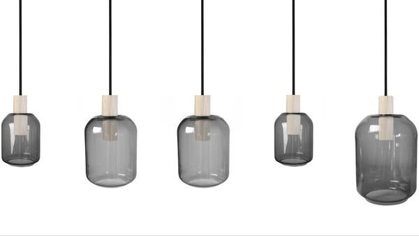 Lustre TOSEL SVALBARD SMB,bois, verre , H100xD20xP60  cm.