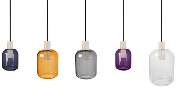 Lustre TOSEL SVALBARD SMB,bois, verre , H100xD20xP60  cm.