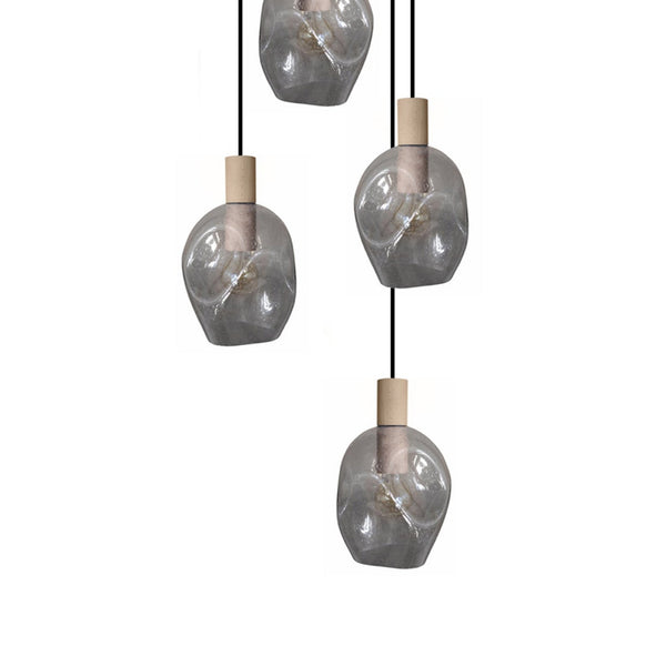 Lustre TOSEL VINGOLF,bois, verre , H100xD60xP60  cm.