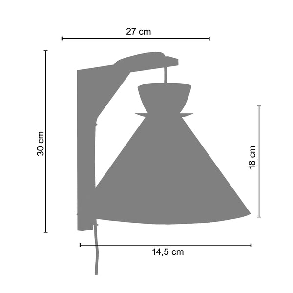 Applique TOSEL JUVEL LOTTA,bois, H30xD14,5xP27  cm.