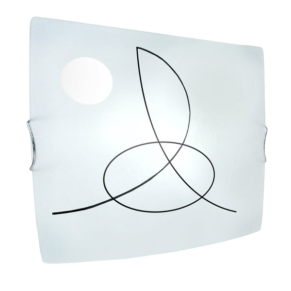 Plafonnier TOSEL MAELLE CLEF SOL,verre, H10xD30xP30  cm.