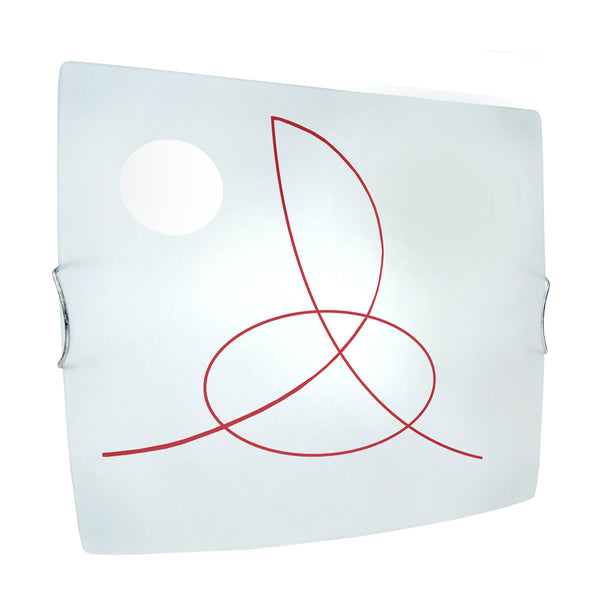 Plafonnier TOSEL MAELLE CLEF SOL,verre, H10xD30xP30  cm.