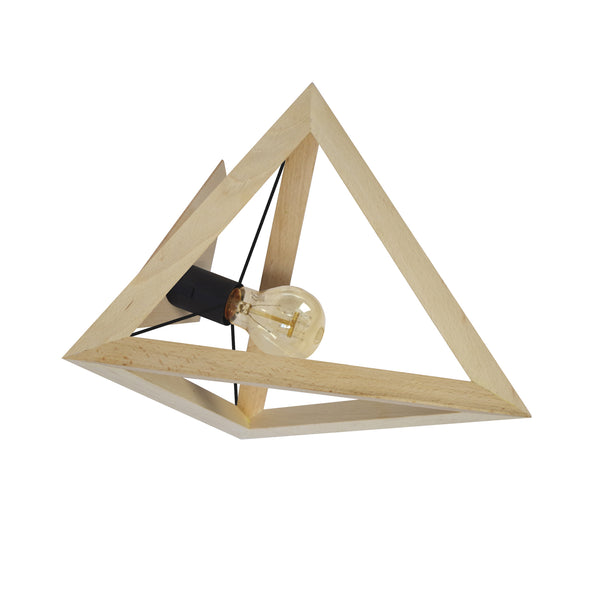 Plafonnier TOSEL TÉTRAÈDRE B,bois  H35xD35xP35  cm.