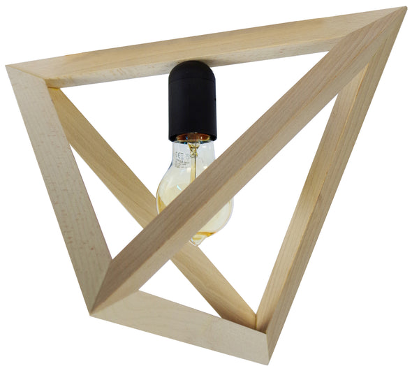 Plafonnier TOSEL TÉTRAÈDRE C,bois , H30xD35xP35  cm.