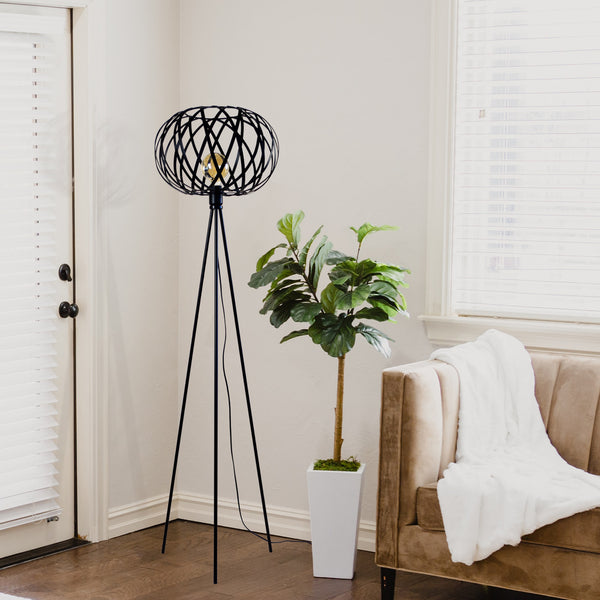 Lampadaire TOSEL CITROUILLE,métal, H166xD40xP40  cm.