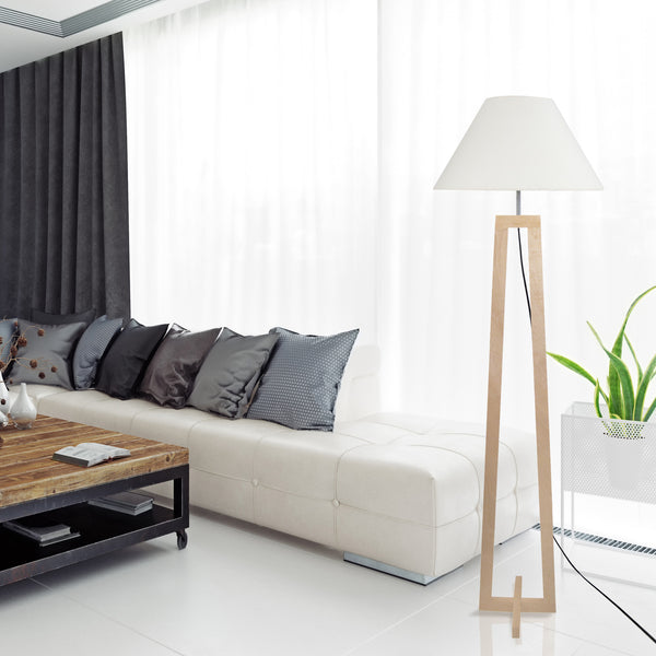 Lampadaire TOSEL VILI,bois, tissu H156xD50xP50  cm.