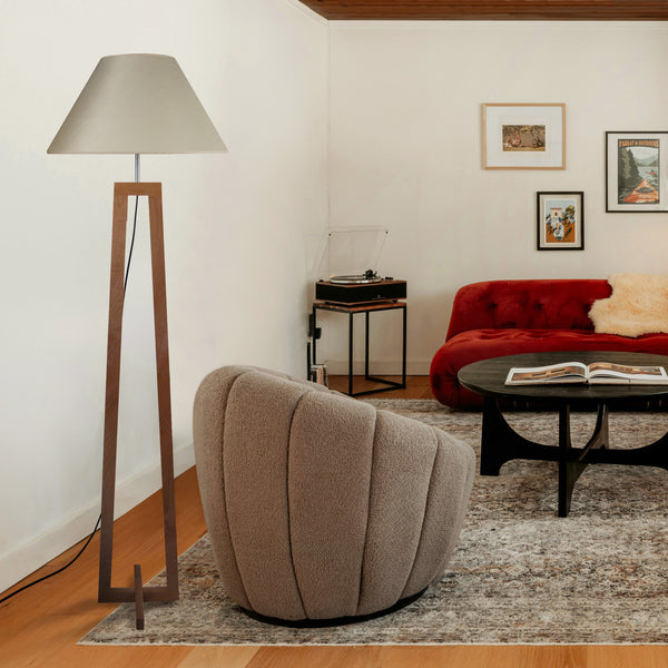 Lampadaire TOSEL VILI,bois, tissu H156xD50xP50  cm.