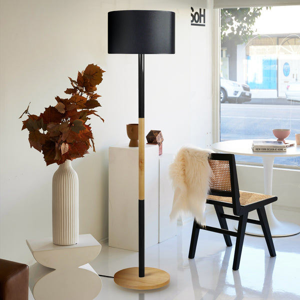 Lampadaire TANDEM1B bois métal bi-colonne