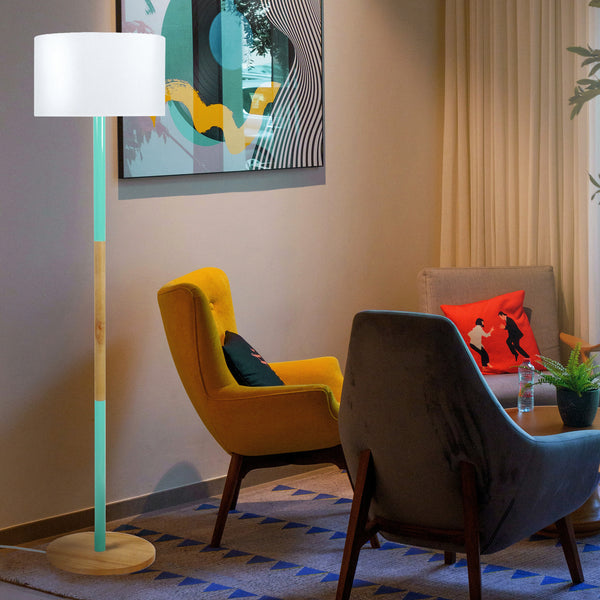 Lampadaire TANDEM1B bois métal bi-colonne