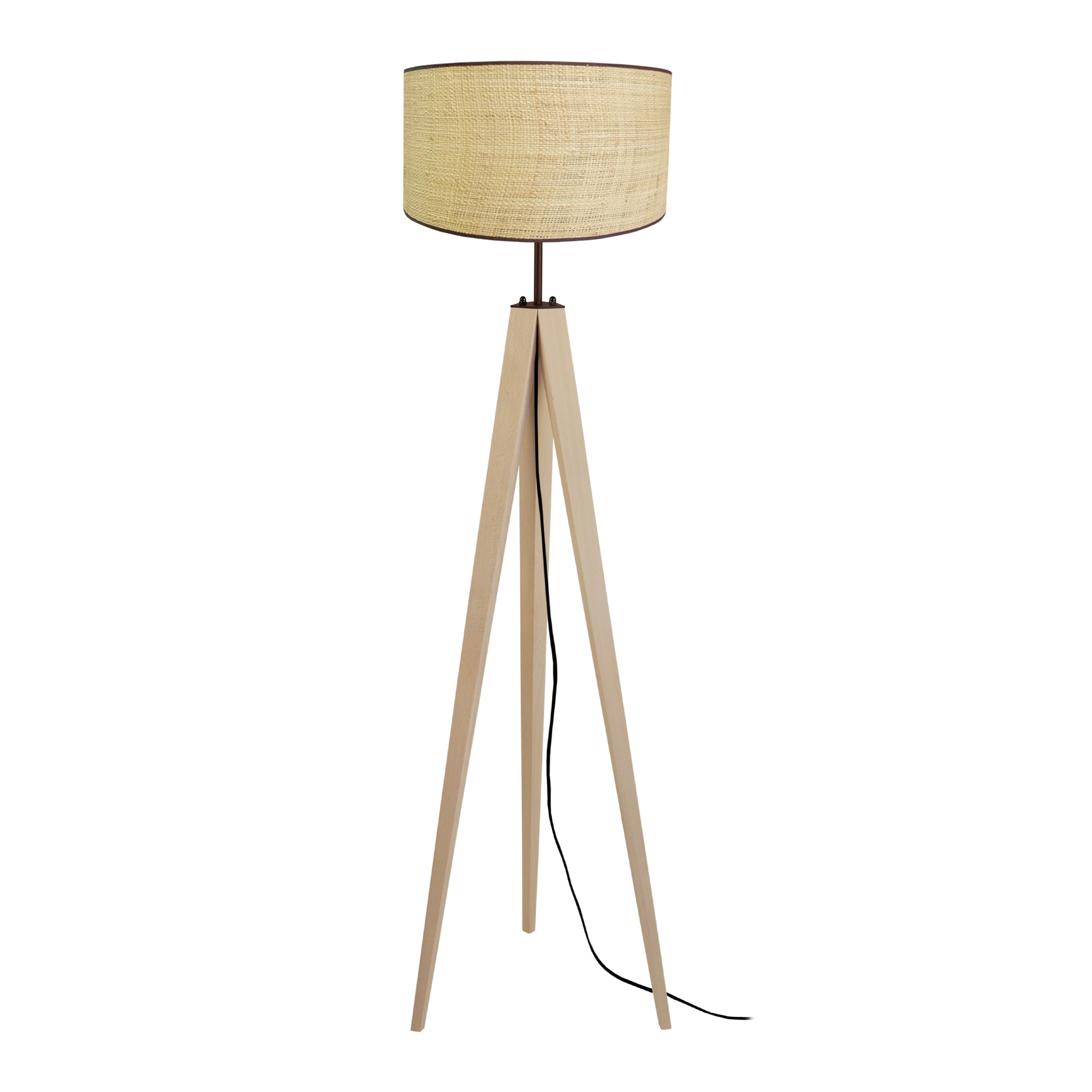 Lampadaire TOSEL CALICUT TRÉPIED,bois naturel, H163xD40xP40  cm.