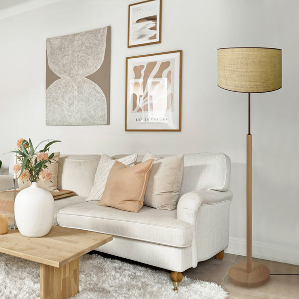 Lampadaire TOSEL CALICUT PIED DROIT,bois naturel, H163xD40xP40  cm.