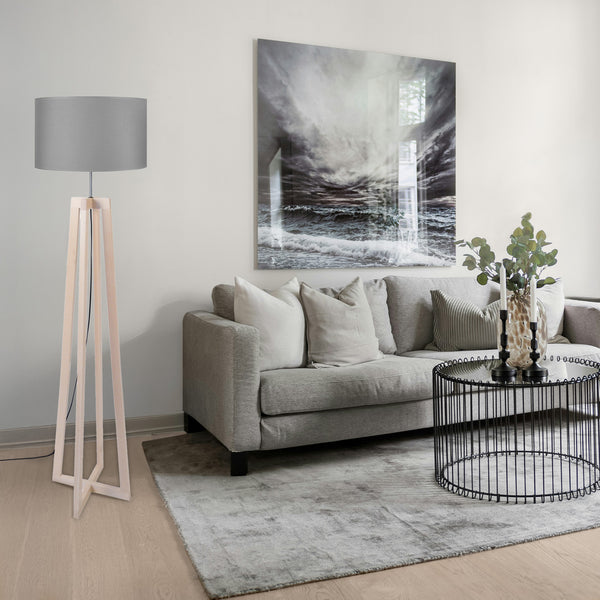 Lampadaire LOT bois métal quadripode